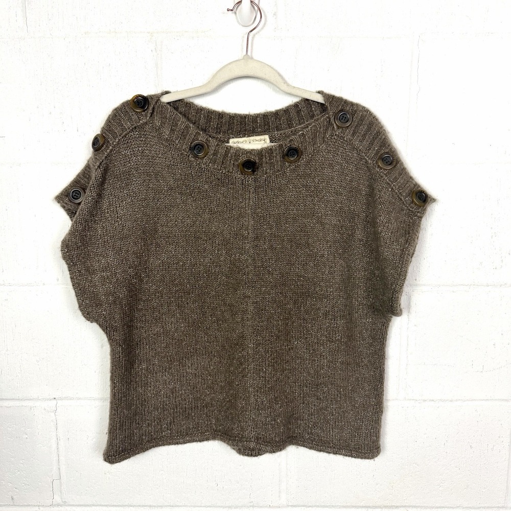 Kenji Wool Mohair Sweater Size S Brown Chunky Oversized Fuzzy Granola Goblin